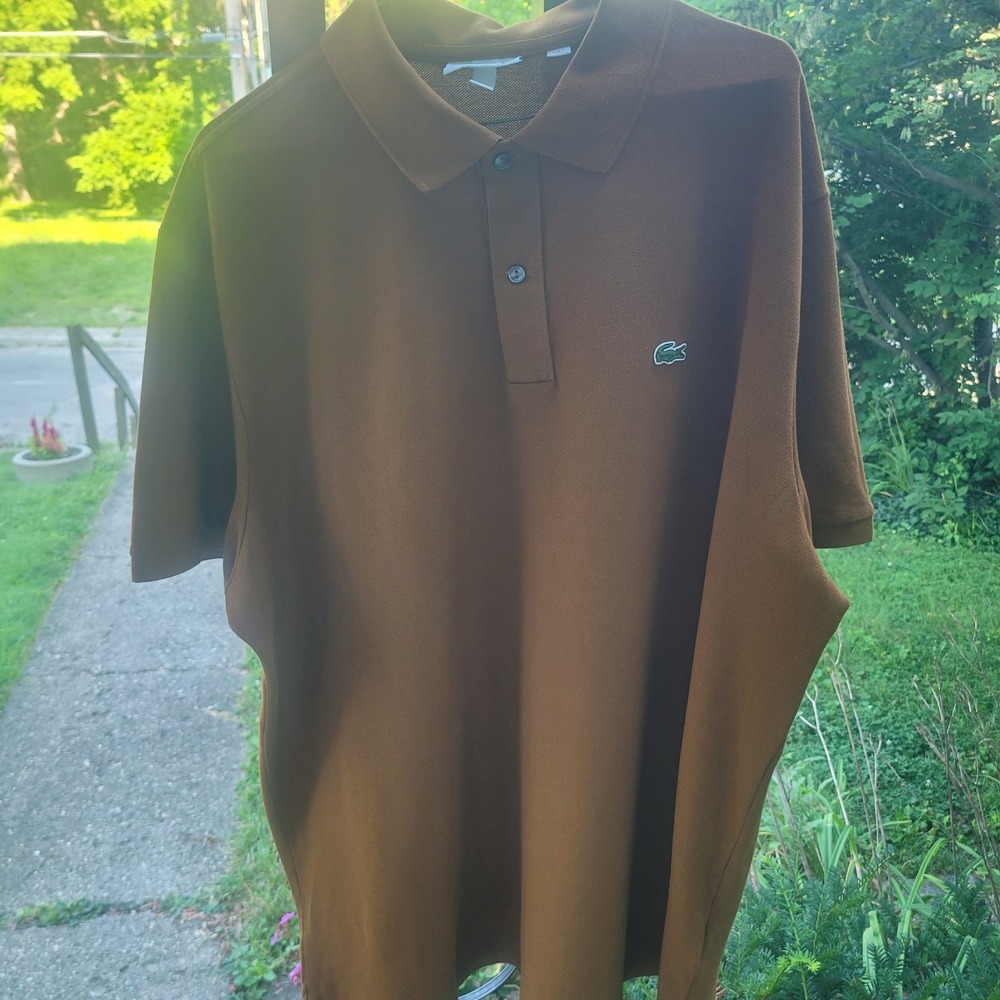 Men's Brown Lacoste Short Sleeve Size 4xl Slim Fit